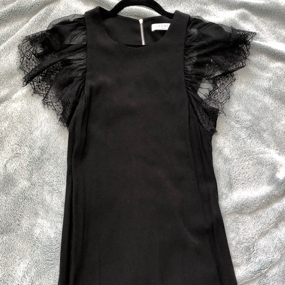 Sandro lace arm detail knee length dress